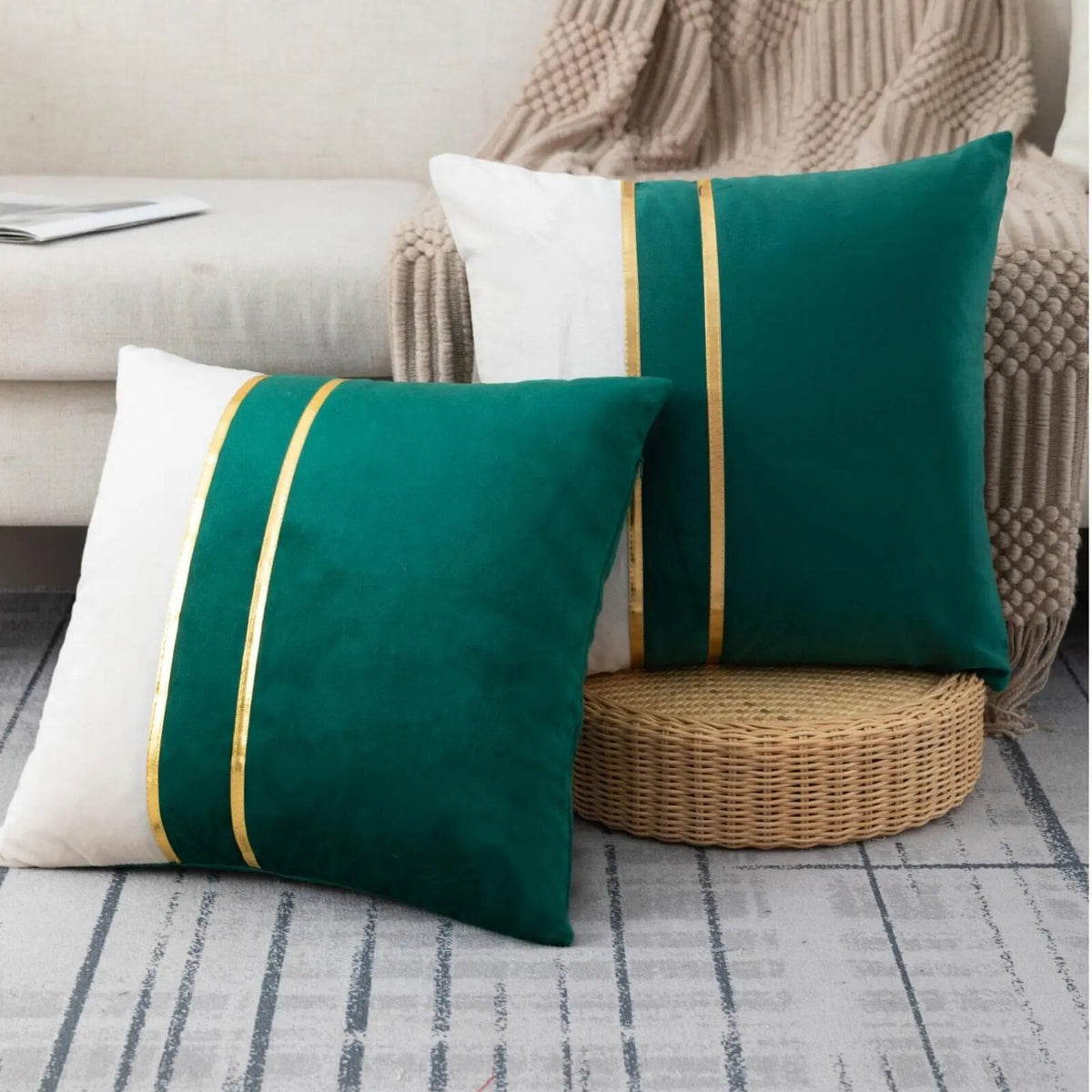 Luxe Green Velvet cushions (02 Pcs)
