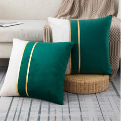 Emerald Pleated Velvet Cushions (02 Pcs)