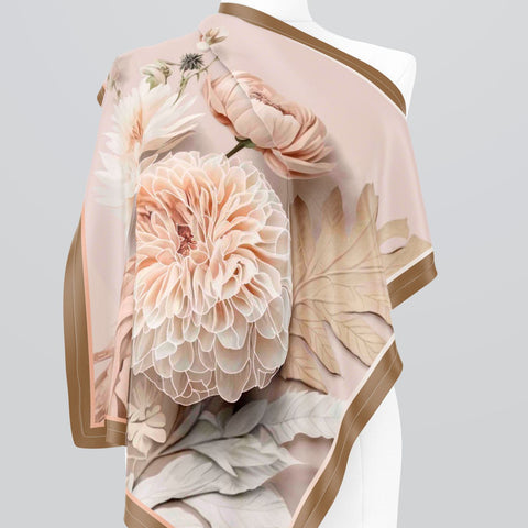 Botanic Breeze Silk Printed Scarf 39x39 Inch