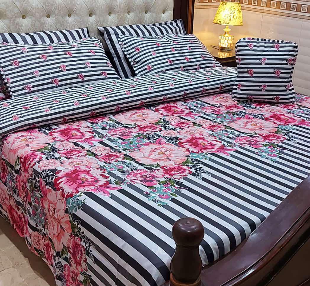 Blooming Stripe 7Pcs Comforter Set