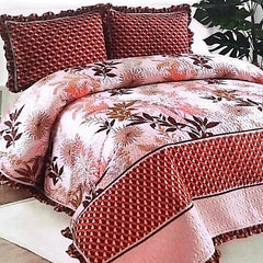 Floral 3Pcs Printed Bedspread Set