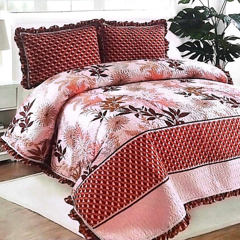 Floral 3Pcs Printed Bedspread Set