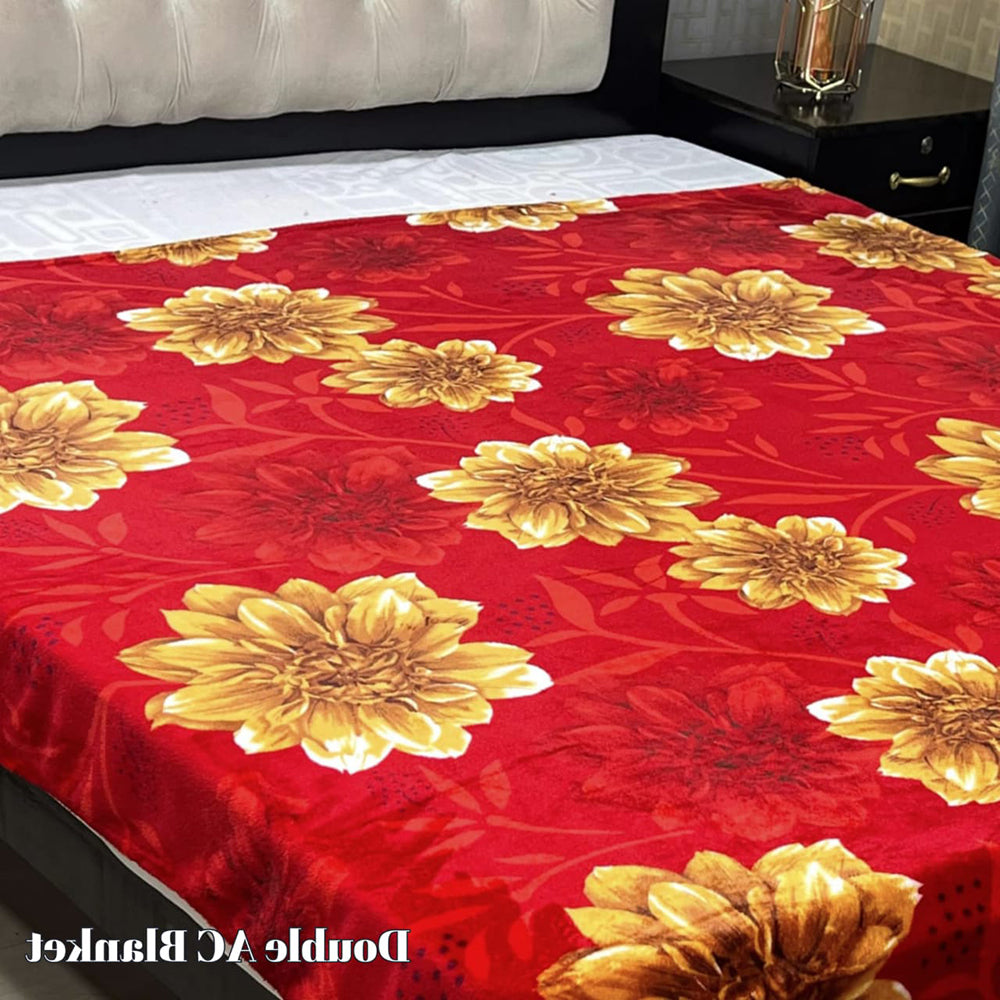 Red Floral AC Fleece Blanket