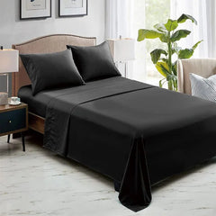 Black Solid Dyed 3Pcs Flat Sheet Set