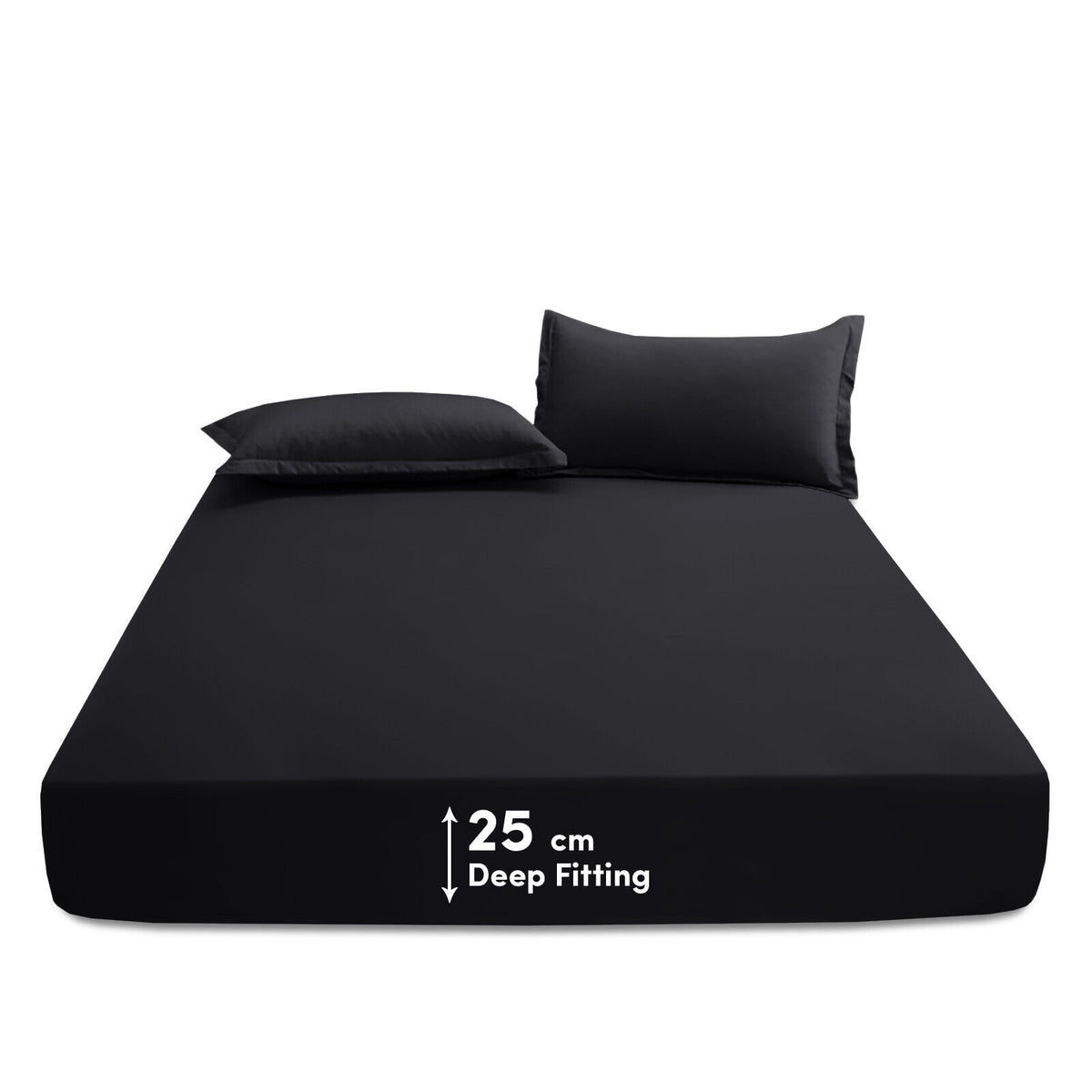 Black Solid Fitted Sheet Set