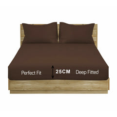 Brown Solid Fitted Sheet Set