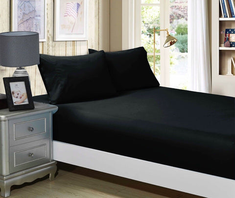 Black Solid Fitted Sheet Set