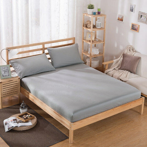 Silver Grey Solid Fitted Sheet Set