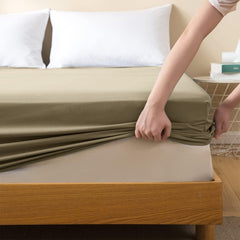 Beige Solid Fitted Sheet Set