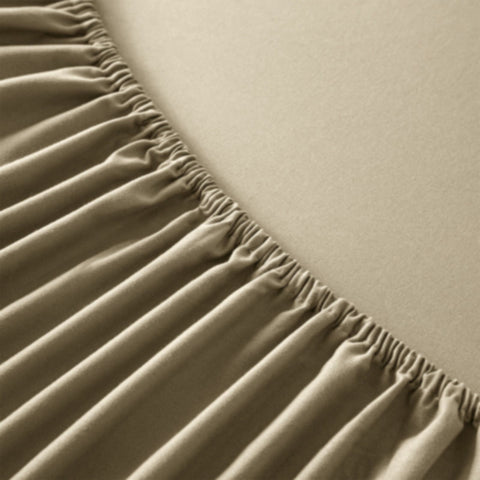 Beige Solid Fitted Sheet Set