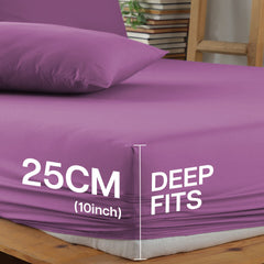 Plum Solid Fitted Sheet Set