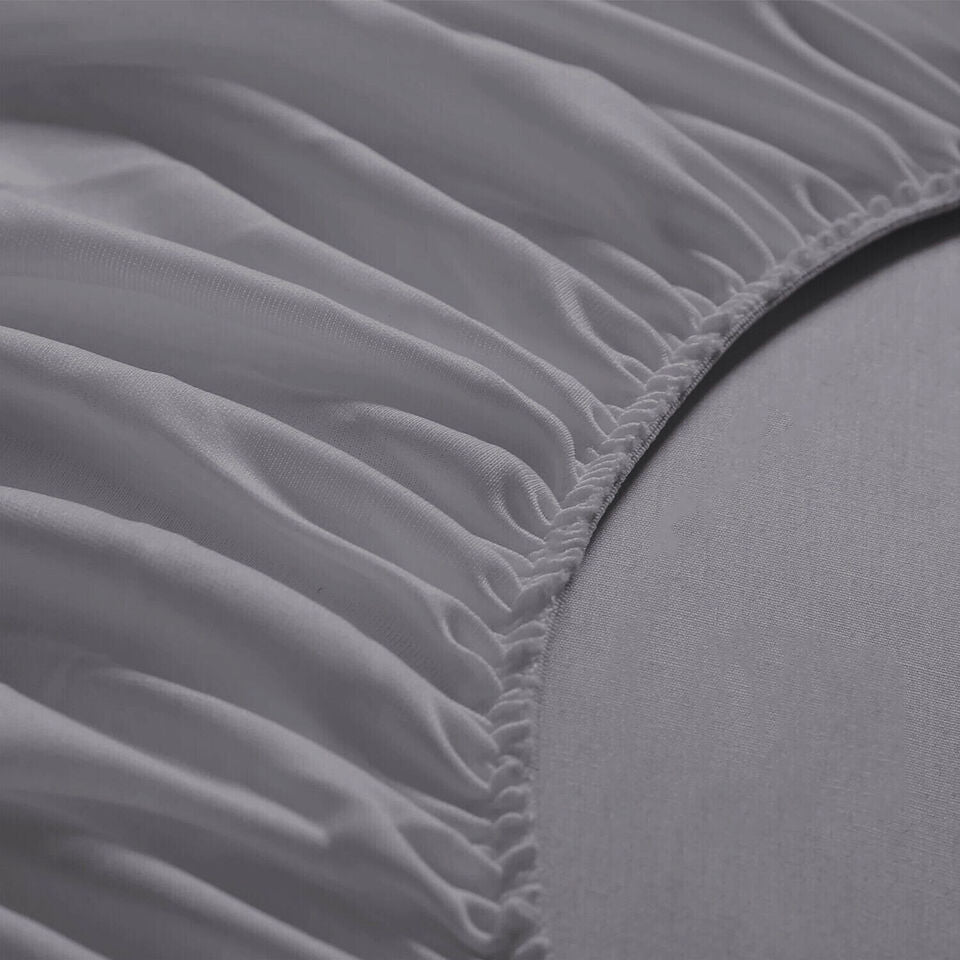 Dark Grey Solid Fitted Sheet Set