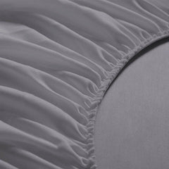 Dark Grey Solid Fitted Sheet Set